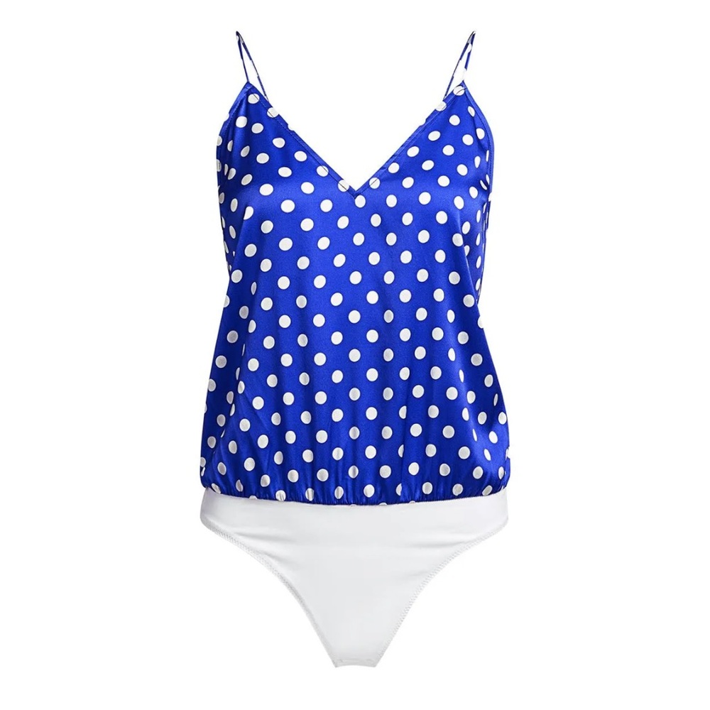 Caroline Constas Slip Tank Polka Dot Bodysuit